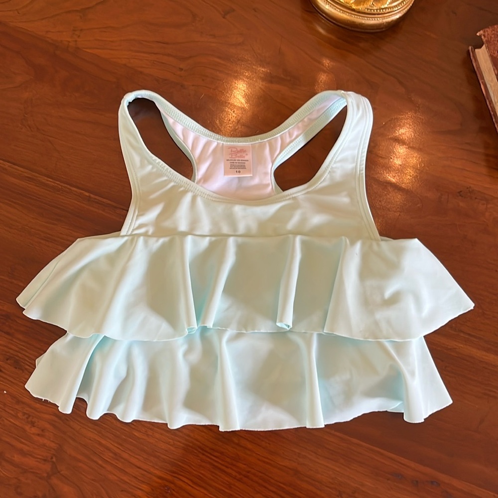 RuffleButts Girls Cropped Sleeveless Tankini Swimsuit Top